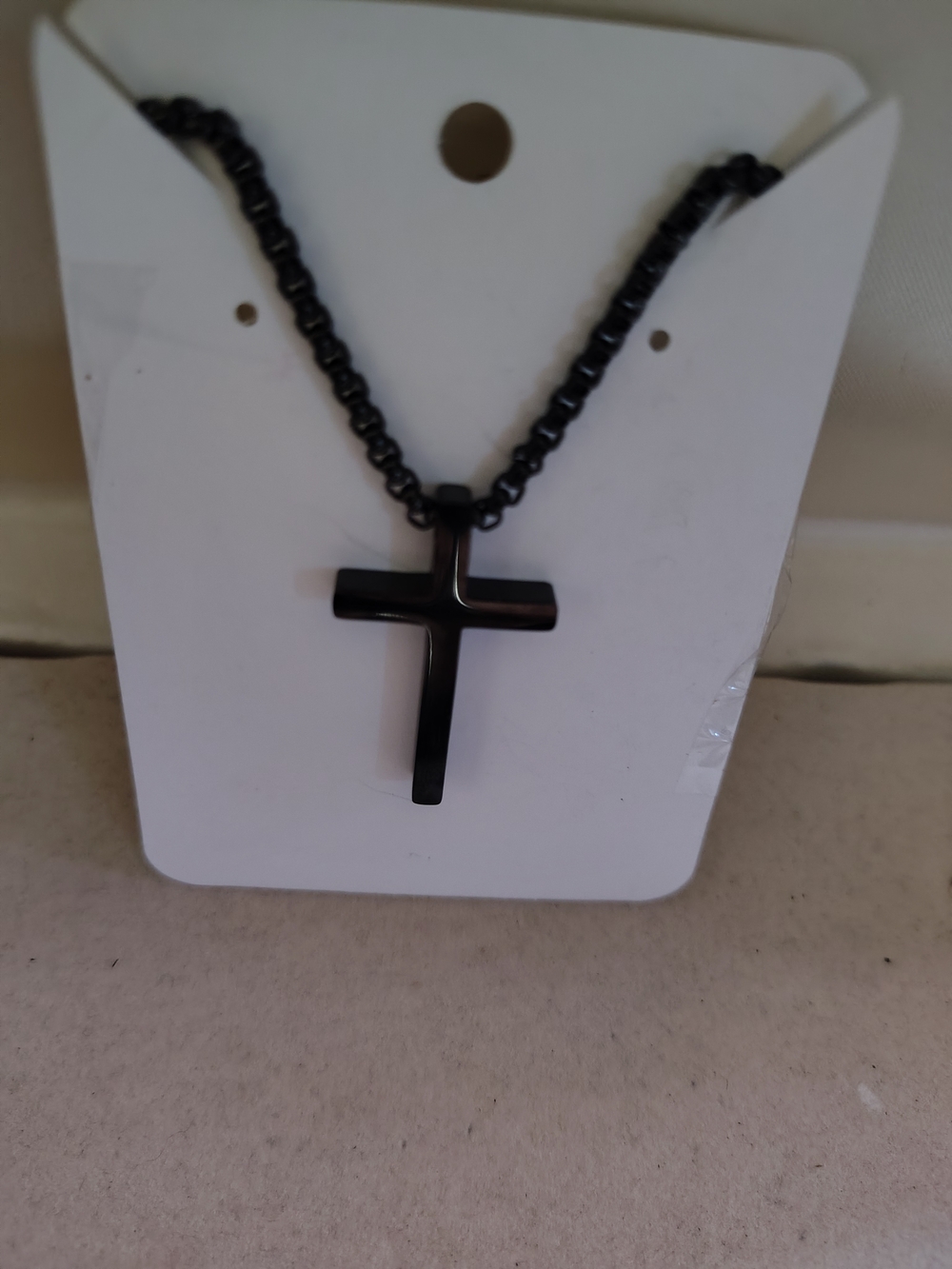 ✝️📿NEW Men’s Minimalist Black Cross Pendant 20" Box Chain Necklace✝️📿